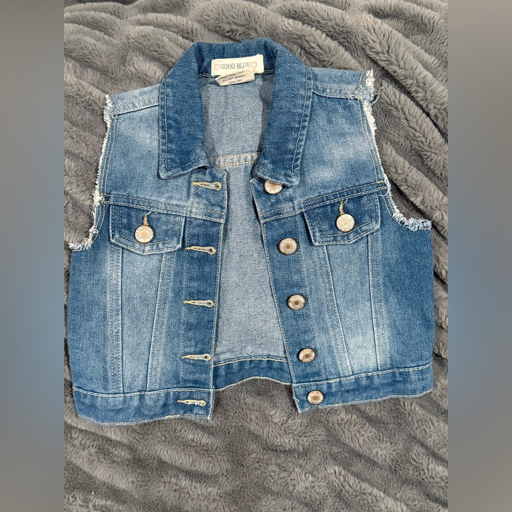 Denim Vest with Button Details